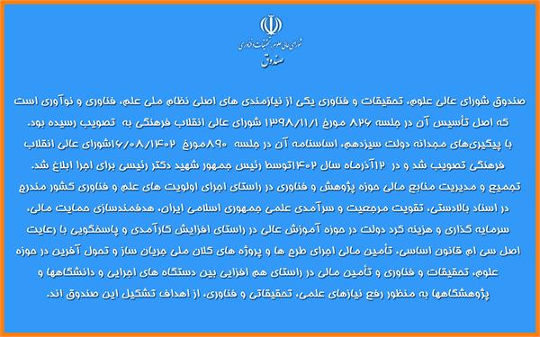 گزارش عملکرد صندوق شورای عالی علوم، تحقیقات و فناوری